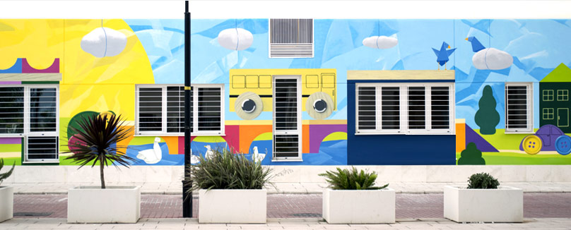 mural infantil fachada guardera