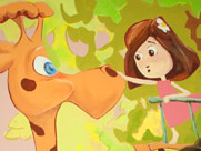 mural infantil jirafa y chica